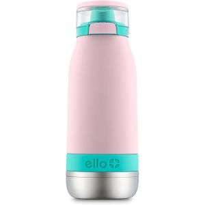 Ello Emma 14oz Vacuum Insulated Stainless Steel Kids Water Bottle with Straw and Built-in Carrying Handle and Leak-Proof Locking Lid for School Backpack, Lunchbox and Outdoor Sports(Cotton Candy)