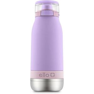 Ello Emma 14oz Vacuum Insulated Stainless Steel Kids Water Bottle with Straw and Built-in Carrying Handle and Leak-Proof Locking Lid for School Backpack, Lunchbox and Outdoor Sports(Lilac/Cashmere Pink)