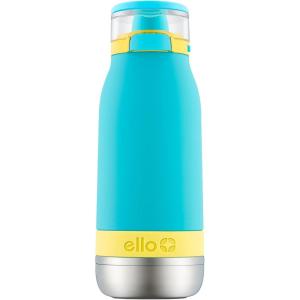 Ello Emma 14oz Vacuum Insulated Stainless Steel Kids Water Bottle with Straw and Built-in Carrying Handle and Leak-Proof Locking Lid for School Backpack, Lunchbox and Outdoor Sports(Sky)