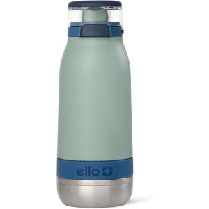 Ello Emma 14oz Vacuum Insulated Stainless Steel Kids Water Bottle with Straw and Built-in Carrying Handle and Leak-Proof Locking Lid for School Backpack, Lunchbox and Outdoor Sports(Seaside)