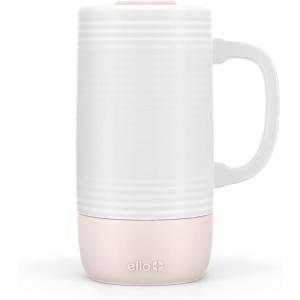 Ello Jane 18oz Ceramic Travel Mug with Handle, Splash-Resistant Slider Lid and Built-in Coaster, Perfect for Coffee and Tea, BPA Free, Dishwasher Safe, Holiday Gift Her Him, Midnight(Sandbar)