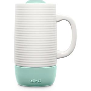 Ello Jane 18oz Ceramic Travel Mug with Handle, Splash-Resistant Slider Lid and Built-in Coaster, Perfect for Coffee and Tea, BPA Free, Dishwasher Safe, Holiday Gift Her Him, Midnight(Yucca)