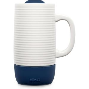 Ello Jane 18oz Ceramic Travel Mug with Handle, Splash-Resistant Slider Lid and Built-in Coaster, Perfect for Coffee and Tea, BPA Free, Dishwasher Safe, Holiday Gift Her Him, Midnight(Midnight)
