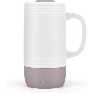 Ello Jane 18oz Ceramic Travel Mug with Handle, Splash-Resistant Slider Lid and Built-in Coaster, Perfect for Coffee and Tea, BPA Free, Dishwasher Safe, Holiday Gift Her Him, Midnight(Mauvewood)