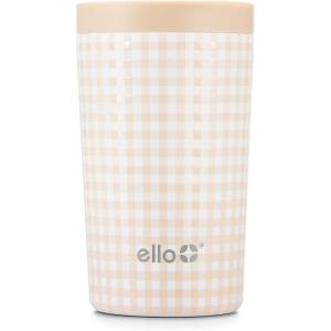 Ello Jones Stainless Steel Travel Coffee Mug – Travel Tea Mug, 11oz, Rosegold(Beige Gingham)