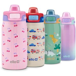 Ello Kids Pop & Fill 12oz Toddler Water Bottle with Quick Fill Lid, Double-Wall Vacuum Insulated Stainless Steel, Leak Proof, BPA Free, Sip & Chug, For School, Lunchboxes, To the Rescue(Preppy Cherries)