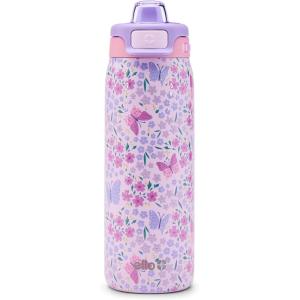 Ello Kids Pop & Fill 18oz Stainless Steel Water Bottle with Quick Fill Technology, Double-Wall Vacuum Insulation, Leak Proof Locking Lid, Sip & Chug, BPA Free, Gifts for Girls Boys, Purple Holographic(Winging It)