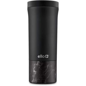 Ello Miri 16oz Vacuum Insulated Stainless Steel Travel Mug, Leak-Proof Slider Lid, Keeps Hot for 5 Hours, Perfect for Coffee or Tea, BPA-Free, Fits Most Cupholders, Holiday Gift, Black(Black Marble)