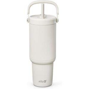 Ello Oasis Go+ 32oz Tumbler with Top Handle and Retracting Straw | Reusable Insulated Stainless Steel Cup, 100% Leakproof Water Bottle, 24 Hours Cold, Cup Holder Friendly For Travel | Mineral(Mineral)
