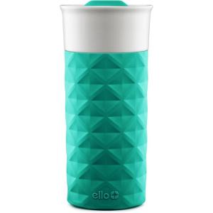 Ello Ogden 16oz Ceramic Travel Mug with Splash-Resistant Slider Lid and Protective Silicone Sleeve, Perfect for Coffee or Tea, BPA-Free, Dishwasher Safe, Teal(Teal)