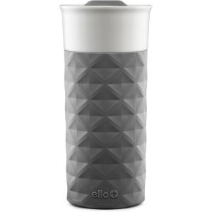 Ello Ogden 16oz Ceramic Travel Mug with Splash-Resistant Slider Lid and Protective Silicone Sleeve, Perfect for Coffee or Tea, BPA-Free, Dishwasher Safe, Teal(Gray)