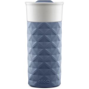 Ello Ogden 16oz Ceramic Travel Mug with Splash-Resistant Slider Lid and Protective Silicone Sleeve, Perfect for Coffee or Tea, BPA-Free, Dishwasher Safe, Teal(Evening Blue)