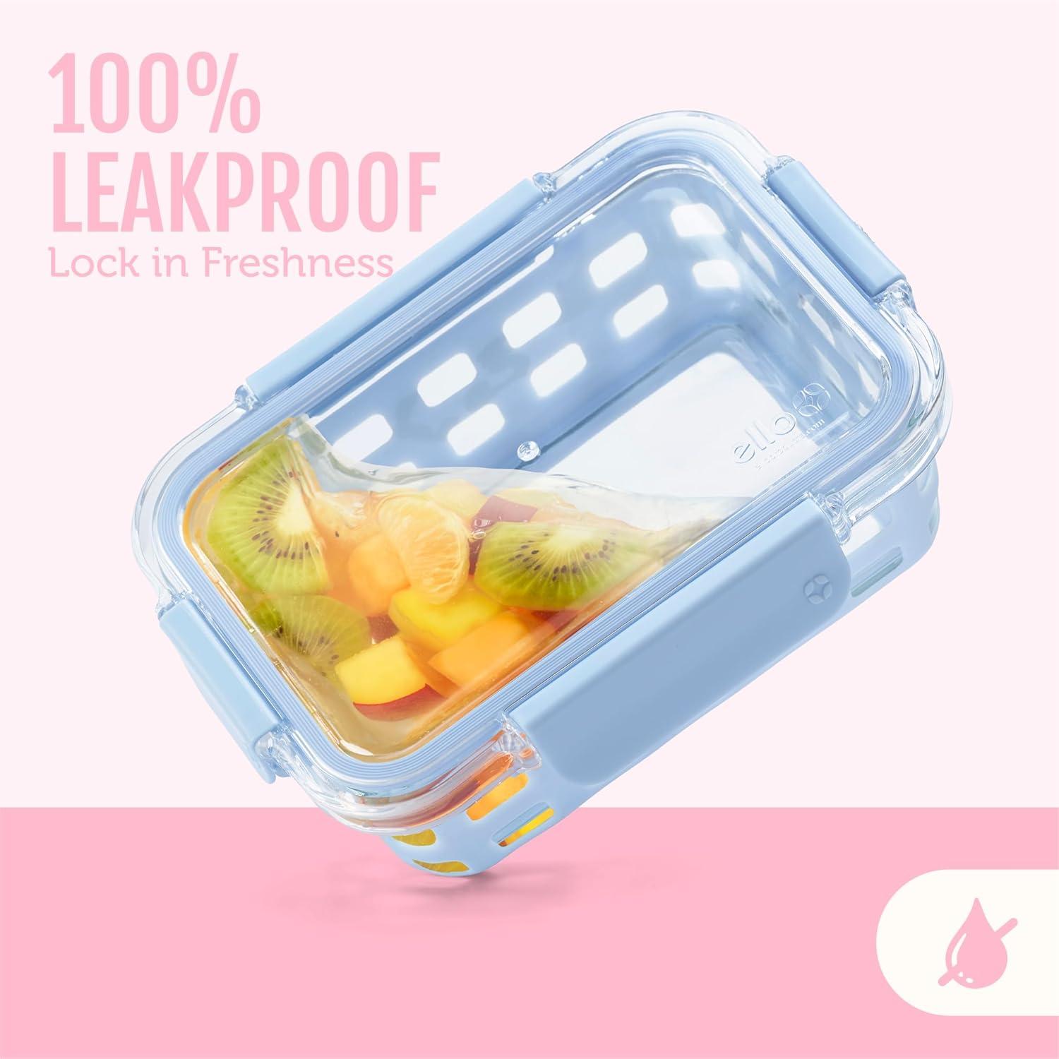 imageEllo Duraglass 34 Cup Meal Prep Sets 10Pc 5 Pack Set Glass Food Storage Container with Silicone Sleeve and Airtight BPAFree Plastic Lids Dishwasher Microwave and Freezer Safe MelonMeadow