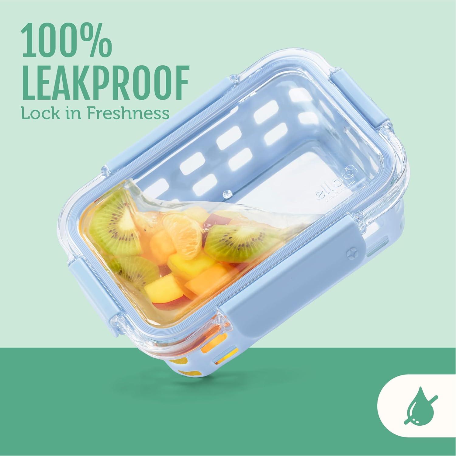 imageEllo Duraglass 34 Cup Meal Prep Sets 10Pc 5 Pack Set Glass Food Storage Container with Silicone Sleeve and Airtight BPAFree Plastic Lids Dishwasher Microwave and Freezer Safe MelonOlive Tree