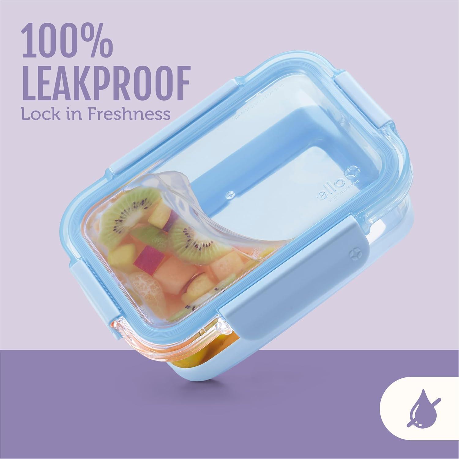 imageEllo Duraglass 34 Cup Meal Prep Sets 10Pc 5 Pack Set Glass Food Storage Container with Silicone Sleeve and Airtight BPAFree Plastic Lids Dishwasher Microwave and Freezer Safe MelonEverest