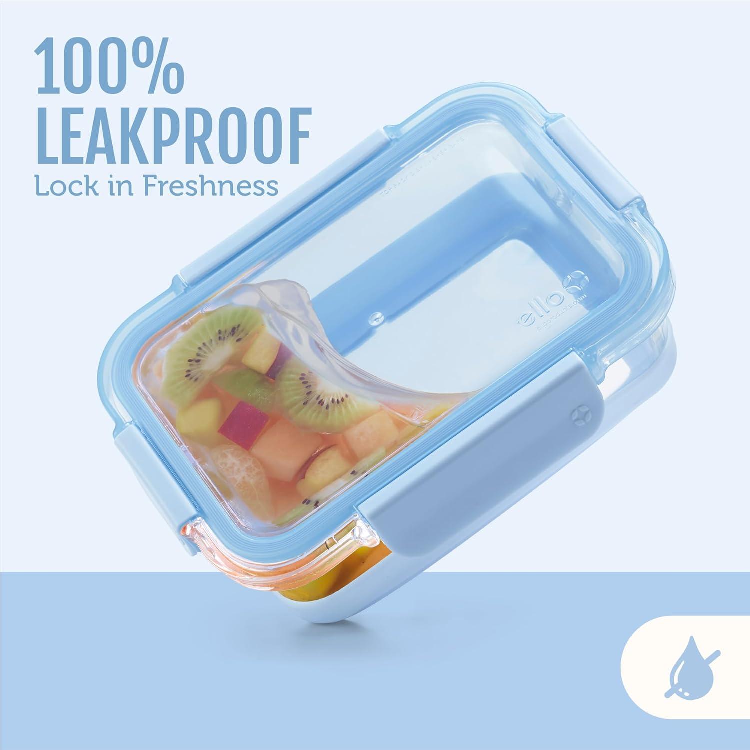 imageEllo Duraglass 34 Cup Meal Prep Sets 10Pc 5 Pack Set Glass Food Storage Container with Silicone Sleeve and Airtight BPAFree Plastic Lids Dishwasher Microwave and Freezer Safe MelonHalogen Blue with Boot