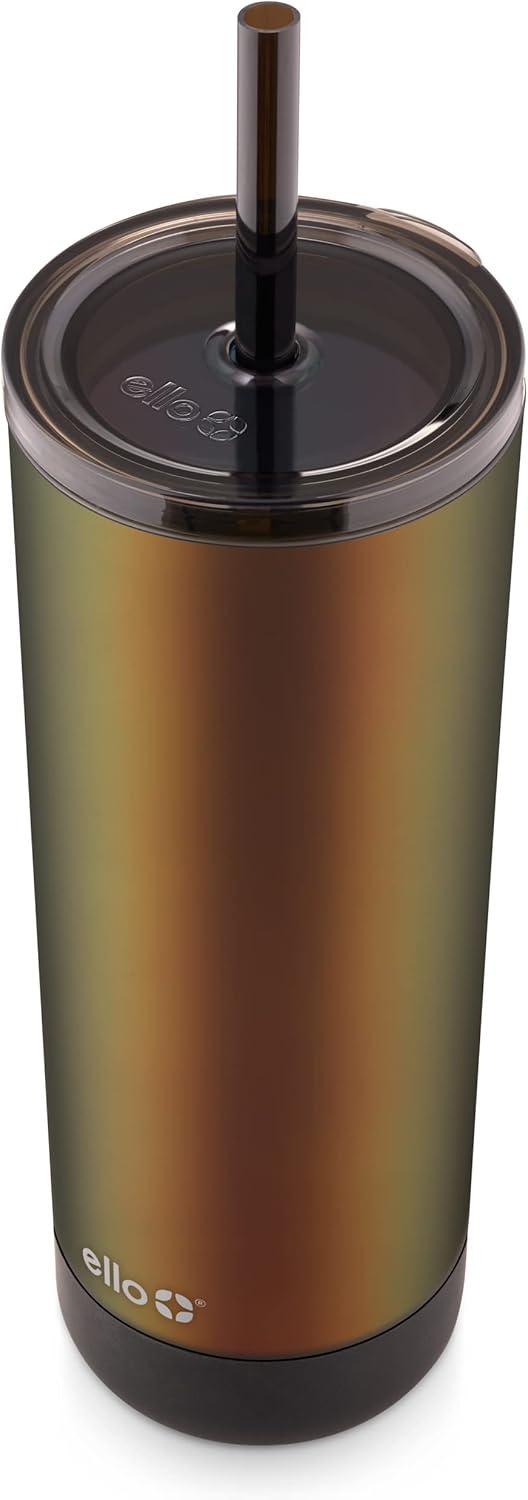 imageEllo Monterey Double Walled Insulated Plastic Tumbler with Straw and Builtin Coaster BPA Free 24ozBlack