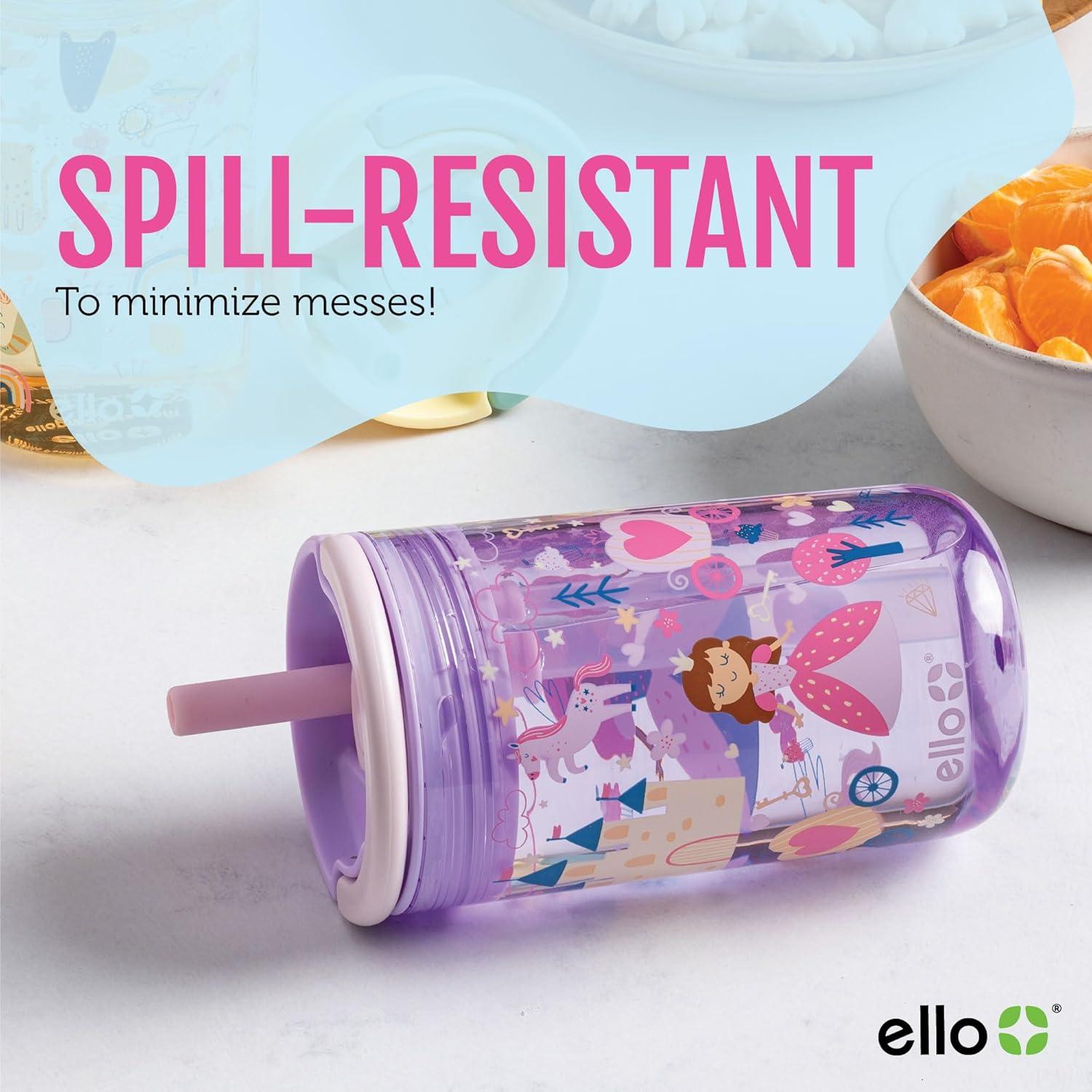 imageEllo Bop 2Pack 12oz Kids Plastic Tumbler Set with Carry Loop LeakProof Slider Lid Removable Spill Resistent Soft Straw BPAFreeAnimal Wonderland