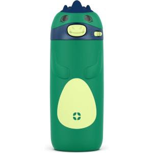 Ello Ellies 12oz Vacuum Insulated Stainless Steel Kids Water Bottle with Straw and Built-in Carrying Handle and Leak-Proof Locking Lid for School Backpack, Lunchbox and Outdoor Sports, Dog(Dino)