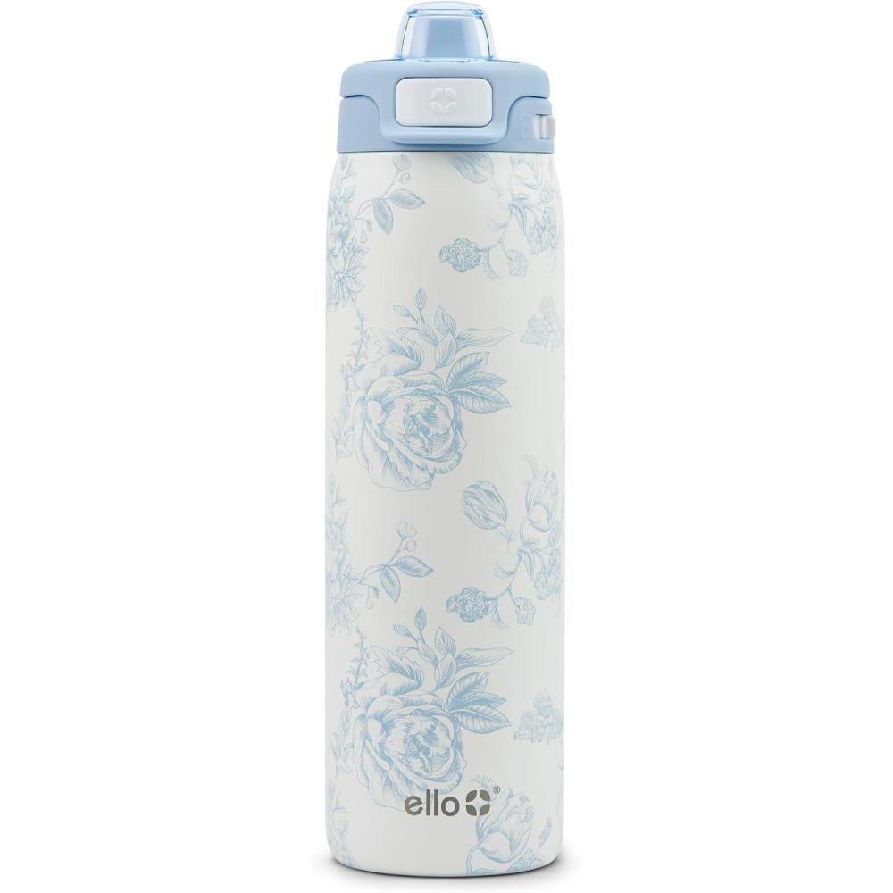 imageEllo Pop amp Fill Stainless Steel Water Bottle with Quick Fill Technology Double Walled Vacuum Insulated Metal Leak Proof Locking Lid Sip amp Chug BPA Free Holiday Gift for Him Her 22oz 32oz 40ozPorcelain Rose