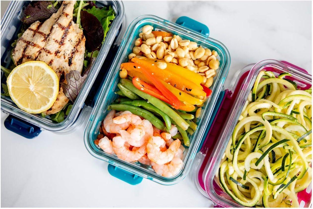 imageEllo Duraglass Meal Prep Container Glass Food Storage Container with Silicone Sleeve and Airtight BPAFree Plastic Lid Dishwasher Microwave and Freezer SafeMidnight