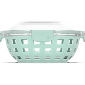Ello Duraglass Meal Prep Container- Glass Food Storage Container with Silicone Sleeve and Airtight BPA-Free Plastic Lid, Dishwasher, Microwave, and Freezer Safe(5 Cup Yucca)