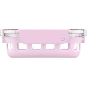 Ello Duraglass Meal Prep Container- Glass Food Storage Container with Silicone Sleeve and Airtight BPA-Free Plastic Lid, Dishwasher, Microwave, and Freezer Safe(Cashmere Pink)