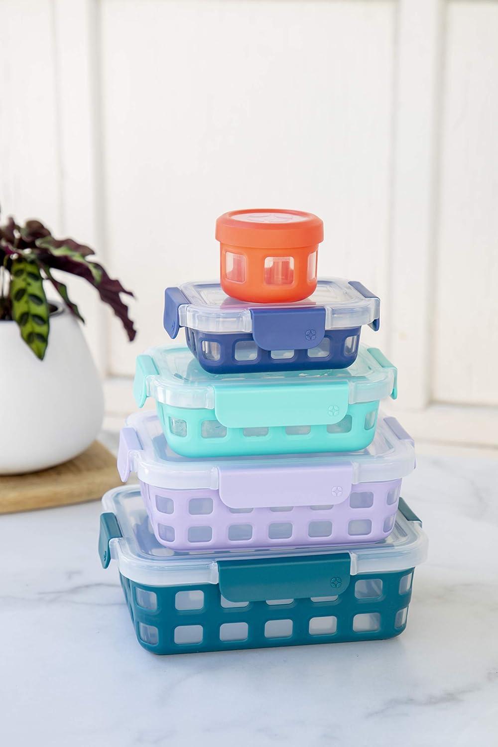 imageEllo Plastic Rectangle MultiSize Food Storage Meal Prep Containers with Airtight LeakProof Locking Lids 10pc Set Fruit Cobbler
