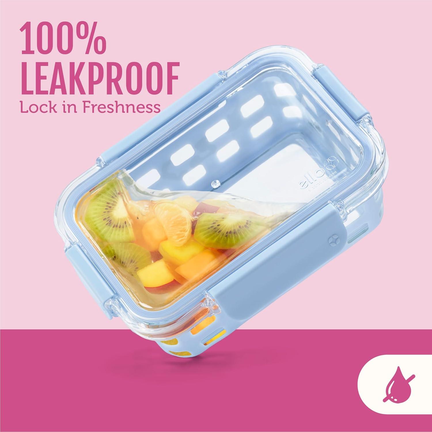 imageEllo Duraglass 34 Cup Meal Prep Sets 10Pc 10 Pack Set Glass Food Storage Container with Silicone Sleeve and Airtight BPAFree Plastic Lids Dishwasher Microwave and Freezer Safe Evening Orchard