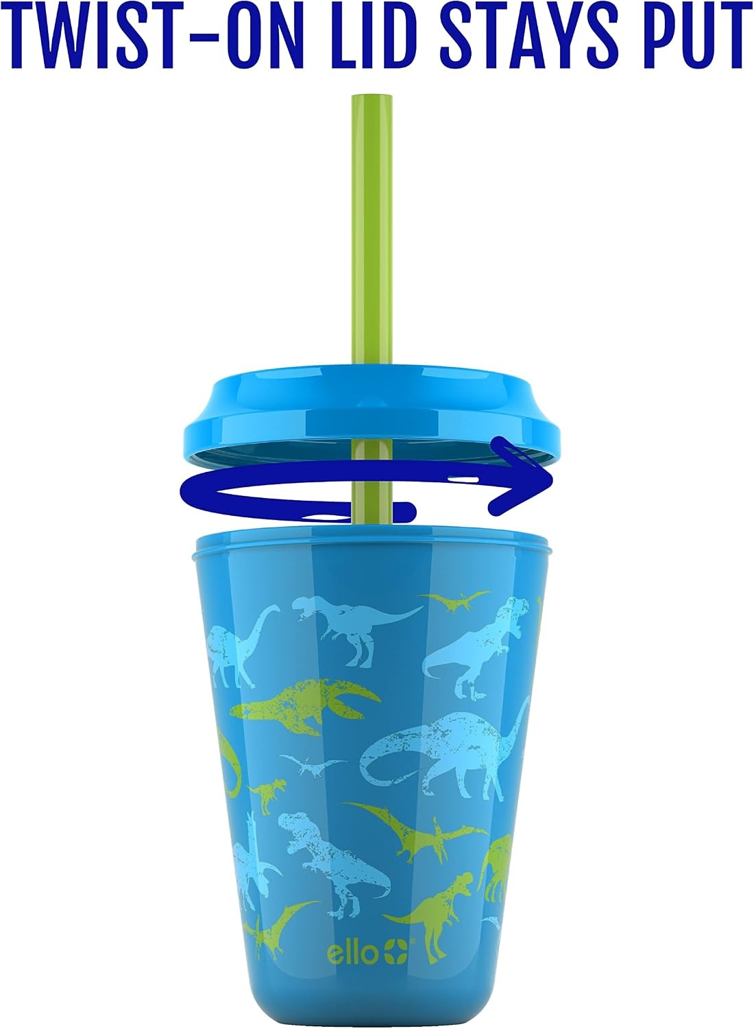 image:imageEllo Kids Plastic Reusable Color Changing Cups with Twist on SplashProof Lids and Straw BPA Free Dishwasher Safe 12oz Rainforest 10 Pack