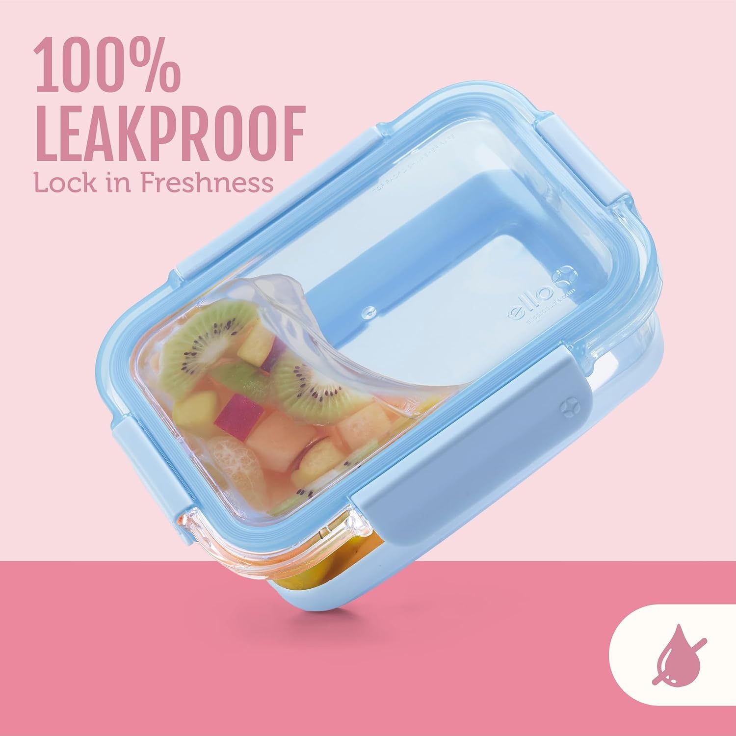image:imageEllo Duraglass Refresh 34 Cup Meal Prep Sets 10Pc 5 Pack Set Glass Food Storage Container with Silicone Boot and Airtight BPAFree Plastic Lids Dishwasher Microwave and Freezer Safe MelonDusk Delight