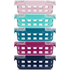 Ello Duraglass Refresh 3.4 Cup Meal Prep Sets 10Pc, 5 Pack Set- Glass Food Storage Container with Silicone Boot and Airtight BPA-Free Plastic Lids, Dishwasher, Microwave and Freezer Safe, Melon(Evening Orchard)