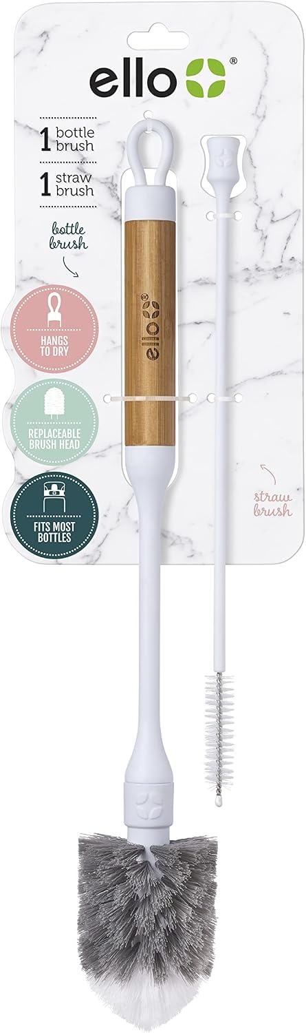 image:imageEllo Bottle Brush and Straw Cleaning Set Perfect for Cleaning Large Waterbottles and Tumblers Dishwasher Safe BPA Free