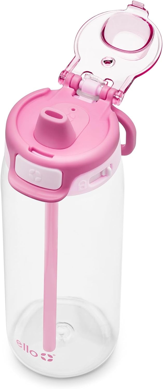 image:imageEllo Pop amp Fill 22oz Tritan Plastic Water Bottle with Quick Fill Technology Clear Water Bottle for School College Travel Leakproof Locking Lid Straw and Chug Reusable BPAFree BlackPetal