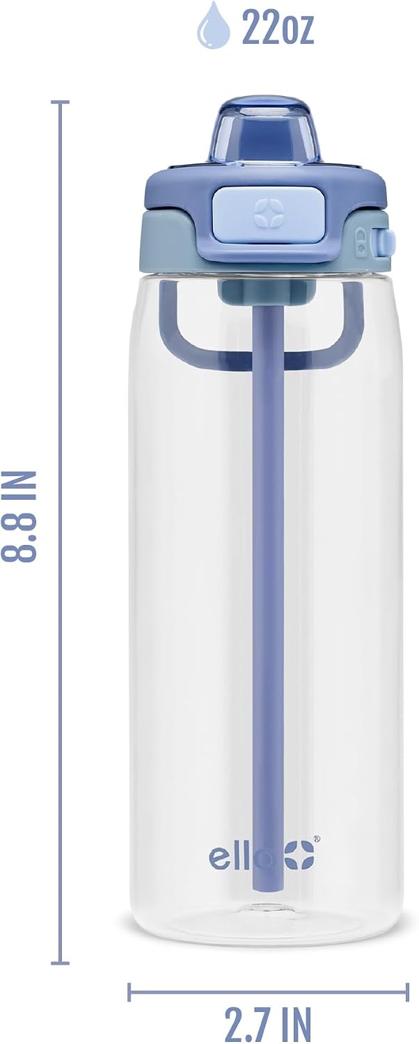 image:imageEllo Pop amp Fill 22oz Tritan Plastic Water Bottle with Quick Fill Technology Clear Water Bottle for School College Travel Leakproof Locking Lid Straw and Chug Reusable BPAFree BlackRain Cloud