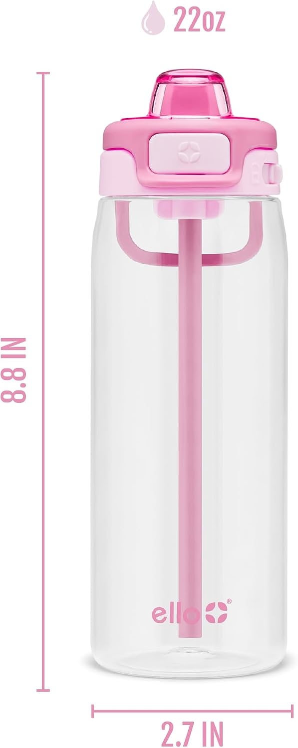 image:imageEllo Pop amp Fill 22oz Tritan Plastic Water Bottle with Quick Fill Technology Clear Water Bottle for School College Travel Leakproof Locking Lid Straw and Chug Reusable BPAFree BlackPetal