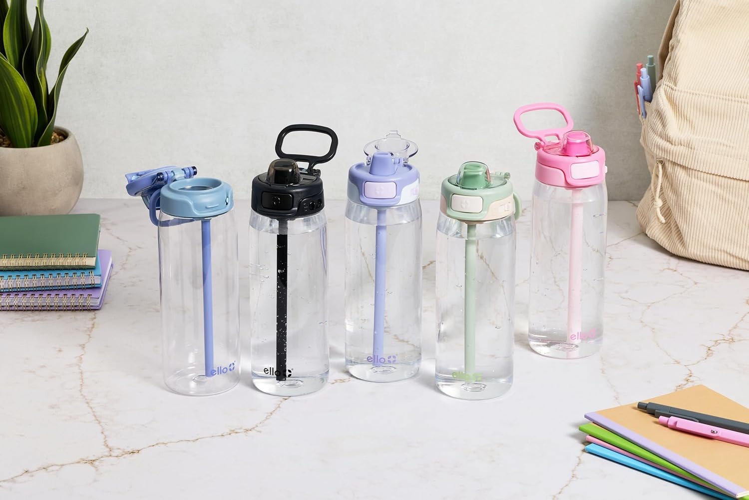 image:imageEllo Pop amp Fill 22oz Tritan Plastic Water Bottle with Quick Fill Technology Clear Water Bottle for School College Travel Leakproof Locking Lid Straw and Chug Reusable BPAFree BlackBlack