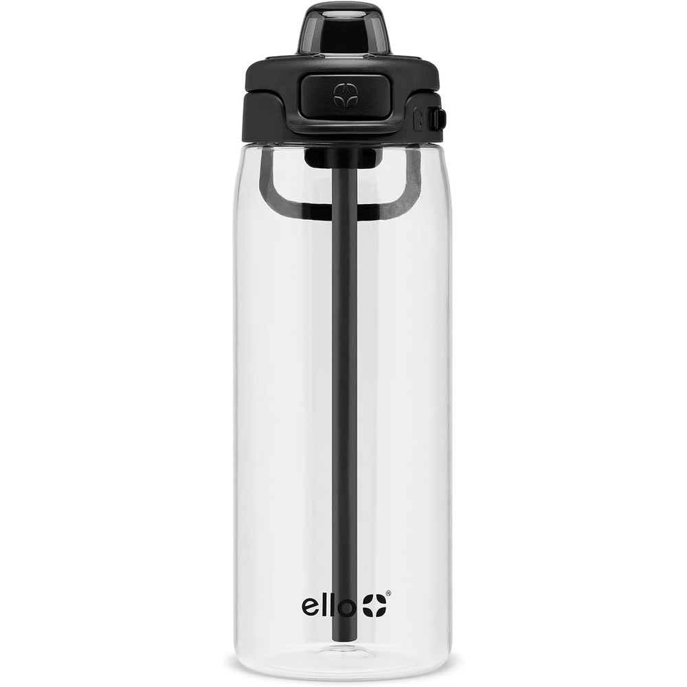 image:imageEllo Pop amp Fill 22oz Tritan Plastic Water Bottle with Quick Fill Technology Clear Water Bottle for School College Travel Leakproof Locking Lid Straw and Chug Reusable BPAFree BlackBlack
