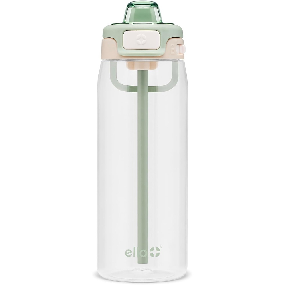 image:imageEllo Pop amp Fill 22oz Tritan Plastic Water Bottle with Quick Fill Technology Clear Water Bottle for School College Travel Leakproof Locking Lid Straw and Chug Reusable BPAFree BlackPistachio