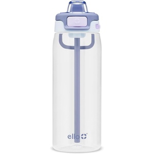 Ello Pop & Fill 22oz Tritan Plastic Water Bottle with Quick Fill Technology | Clear Water Bottle for School, College, Travel | Leakproof Locking Lid, Straw and Chug, Reusable, BPA-Free | Black(Aurora)