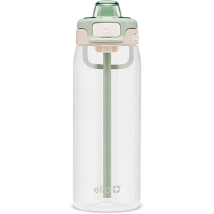 Ello Pop & Fill 22oz Tritan Plastic Water Bottle with Quick Fill Technology | Clear Water Bottle for School, College, Travel | Leakproof Locking Lid, Straw and Chug, Reusable, BPA-Free | Black(Pistachio)