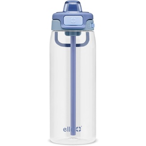 Ello Pop & Fill 22oz Tritan Plastic Water Bottle with Quick Fill Technology | Clear Water Bottle for School, College, Travel | Leakproof Locking Lid, Straw and Chug, Reusable, BPA-Free | Black(Rain Cloud)