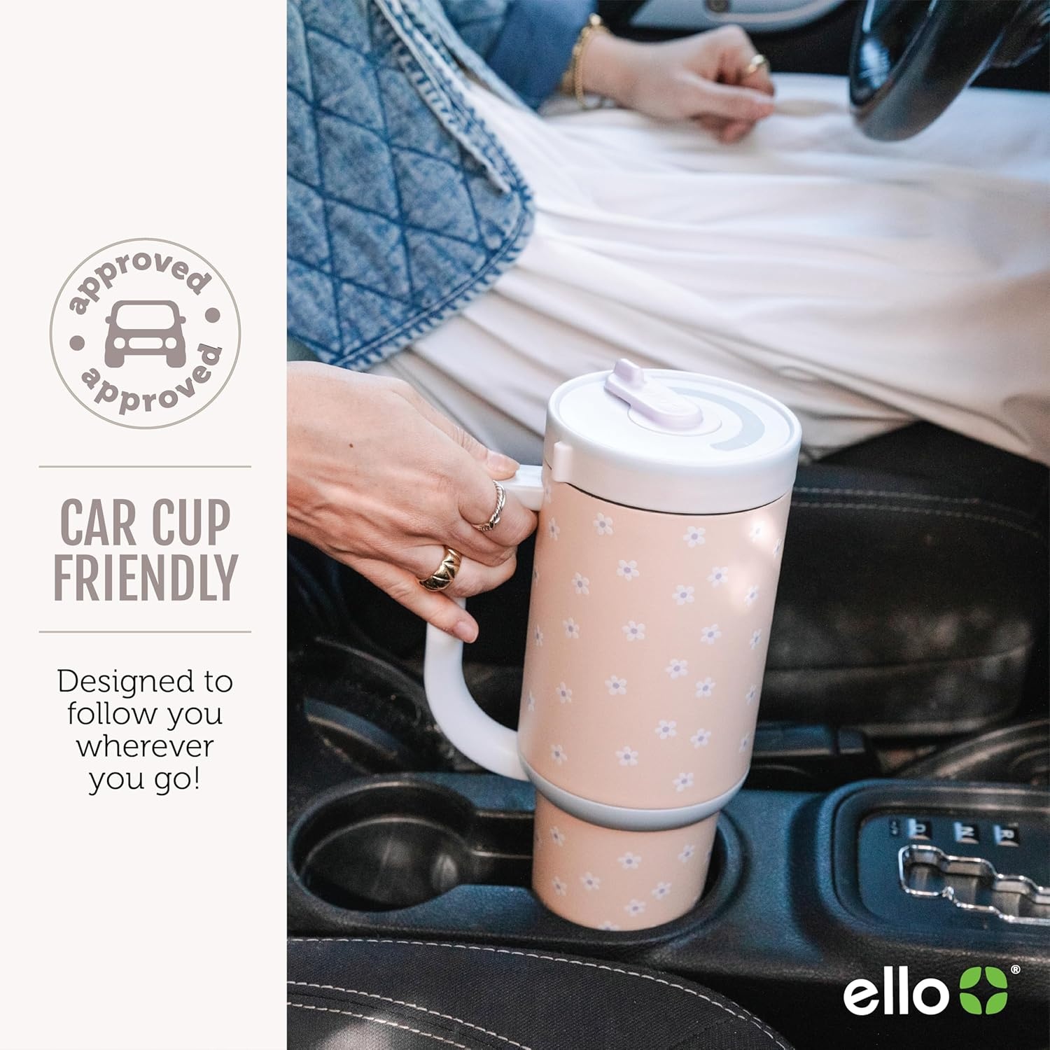 image:imageEllo Oasis 40oz Tumbler with Handle amp Retracting Straw Reusable Insulated Stainless Steel Cup 100 Leakproof Keeps Cold for 24 Hours Cup Holder Friendly Picnic on the VinePistachio