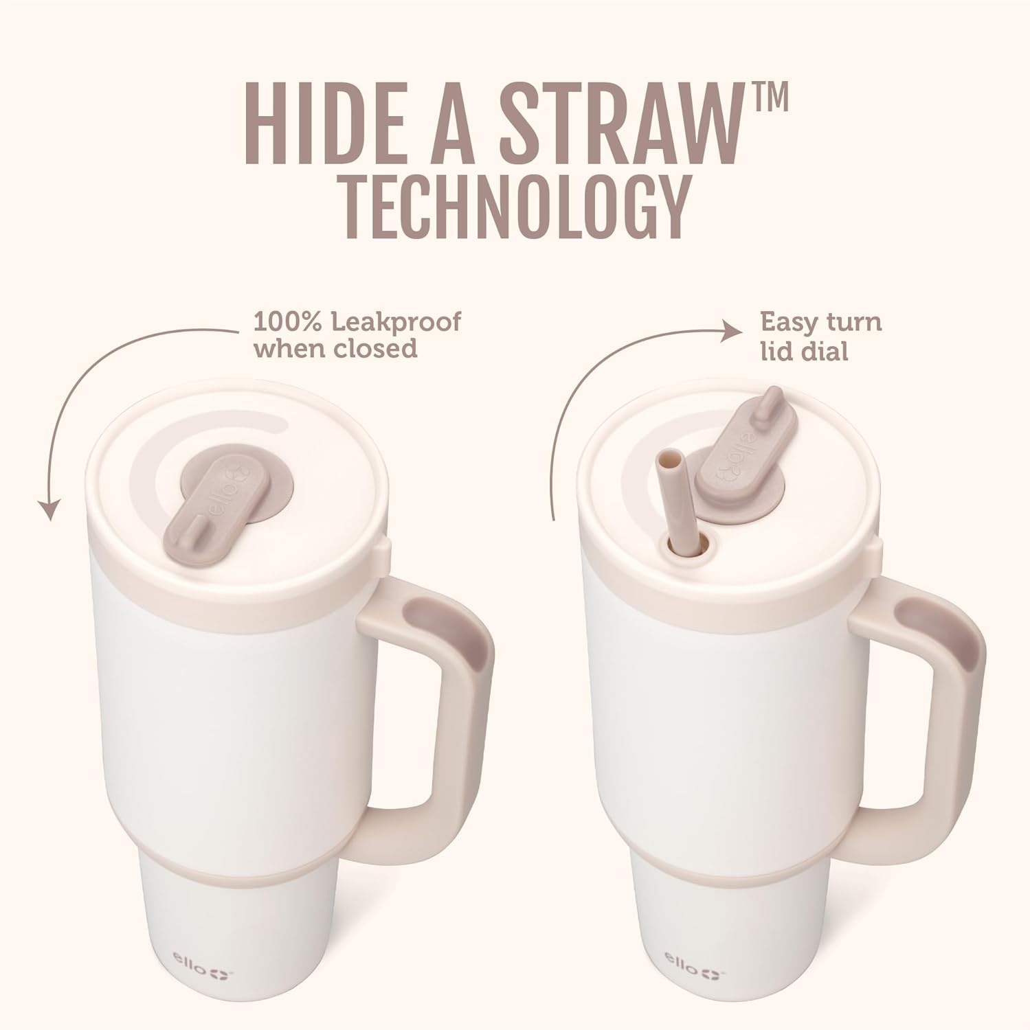 image:imageEllo Oasis 40oz Tumbler with Handle amp Retracting Straw Reusable Insulated Stainless Steel Cup 100 Leakproof Keeps Cold for 24 Hours Cup Holder Friendly Picnic on the VineYours Truly
