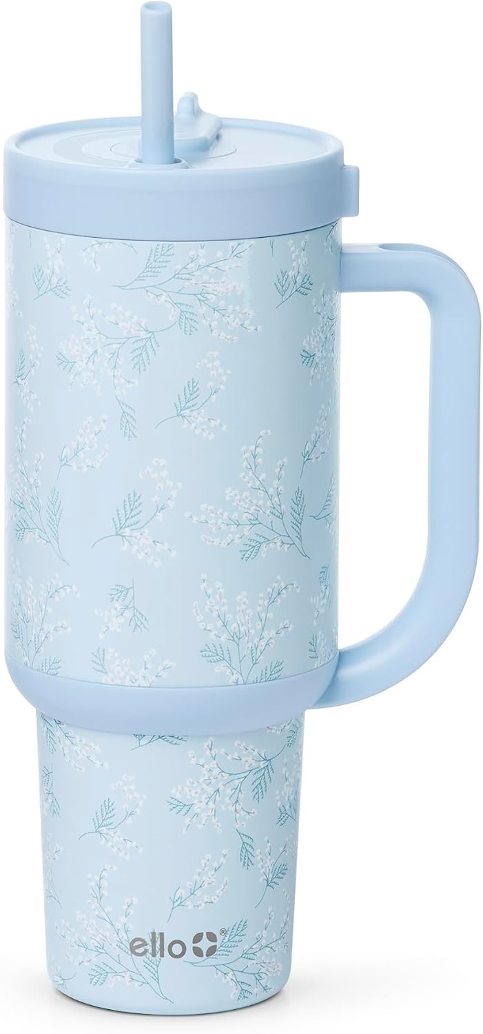 image:imageEllo Oasis 40oz Tumbler with Handle amp Retracting Straw Reusable Insulated Stainless Steel Cup 100 Leakproof Keeps Cold for 24 Hours Cup Holder Friendly Picnic on the VineSweet Alyssum
