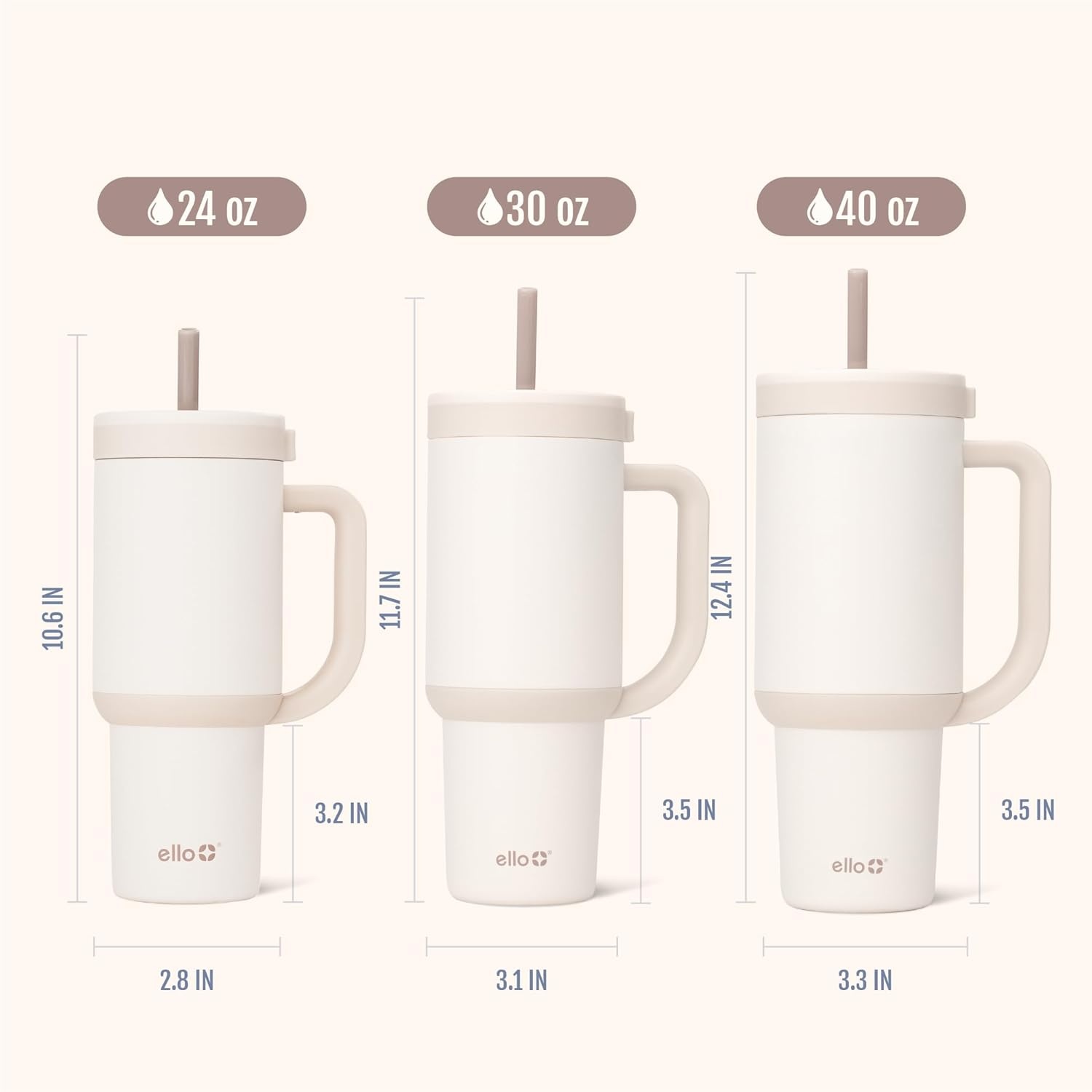 image:imageEllo Oasis 40oz Tumbler with Handle amp Retracting Straw Reusable Insulated Stainless Steel Cup 100 Leakproof Keeps Cold for 24 Hours Cup Holder Friendly Picnic on the VineYours Truly