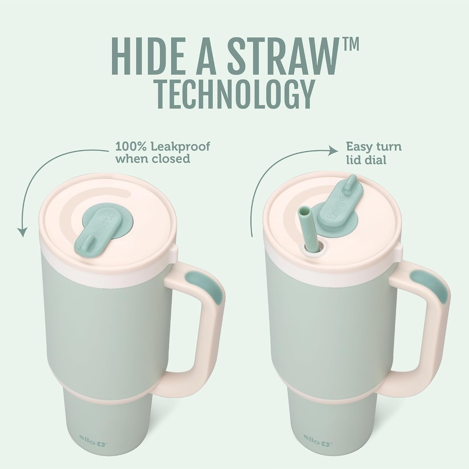 image:imageEllo Oasis 40oz Tumbler with Handle amp Retracting Straw Reusable Insulated Stainless Steel Cup 100 Leakproof Keeps Cold for 24 Hours Cup Holder Friendly Picnic on the VineFull Bloom