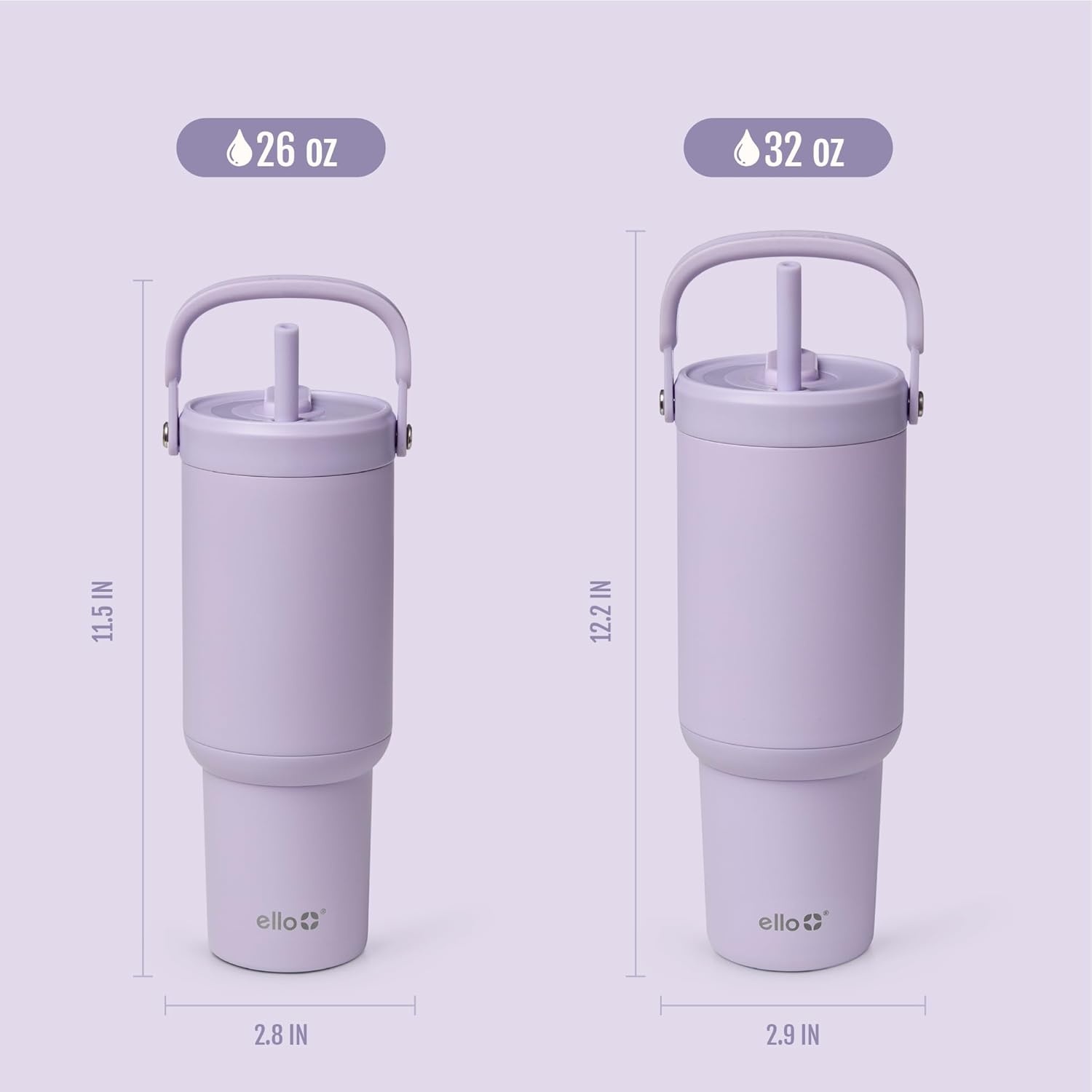 image:imageEllo Oasis Go 32oz Tumbler with Top Handle and Retracting Straw Reusable Insulated Stainless Steel Cup 100 Leakproof Water Bottle 24 Hours Cold Cup Holder Friendly For Travel JadeglowOrchid