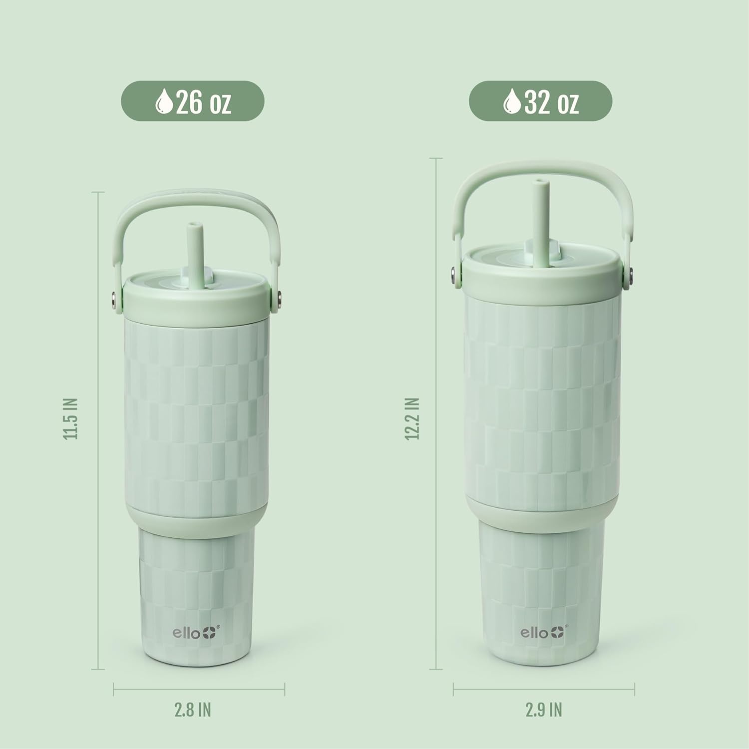 image:imageEllo Oasis Go 32oz Tumbler with Top Handle and Retracting Straw Reusable Insulated Stainless Steel Cup 100 Leakproof Water Bottle 24 Hours Cold Cup Holder Friendly For Travel JadeglowJadeglow