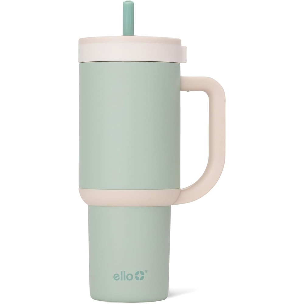 image:imageEllo Oasis 40oz Tumbler with Handle amp Retracting Straw Reusable Insulated Stainless Steel Cup 100 Leakproof Keeps Cold for 24 Hours Cup Holder Friendly Picnic on the VinePistachio